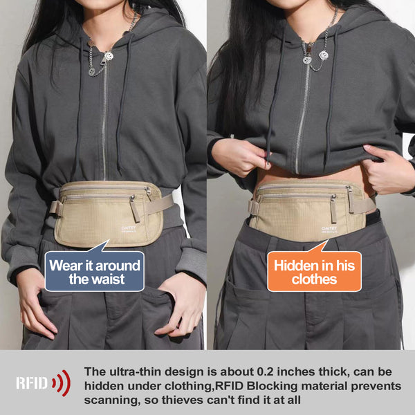 DAITET Money Belt Passport Holder Secure Hidden Travel Wallet with R